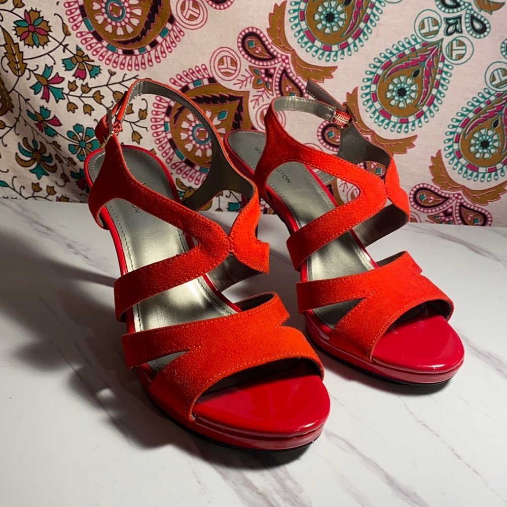 Red velvet party heels